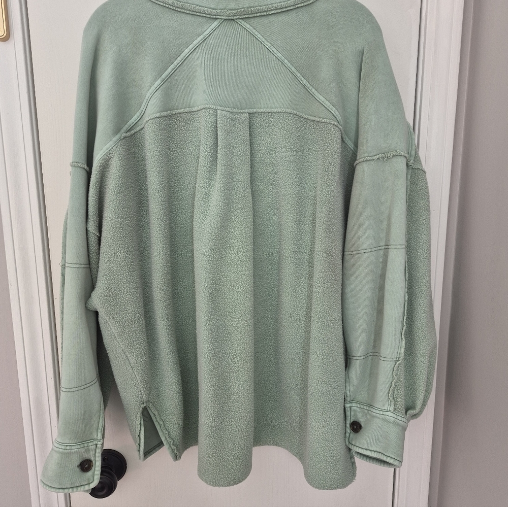 Free People Jordan Reveese Fleece Shacket Size Large - Picture 3 of 8